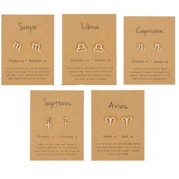 NEW ~ ZODIAC STUD EARRINGS 
~♈️ARIES 
~♑️CAPRICORN 
~♎️LIBRA 
~♏️SCORPIO… - Picture 1 of 13